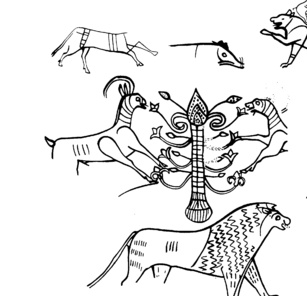 Dibujo de la tinaja A de Kuntillet Ajrud. Tomado de https://www.researchgate.net/figure/Painting-on-Pithos-A-Kuntillet-Ajrud-after-BECK-2002-98-fig-4_fig3_274888342 Dibujo de la tinaja A de Kuntillet Ajrud. Tomado de https://www.researchgate.net/figure/Painting-on-Pithos-A-Kuntillet-Ajrud-after-BECK-2002-98-fig-4_fig3_274888342