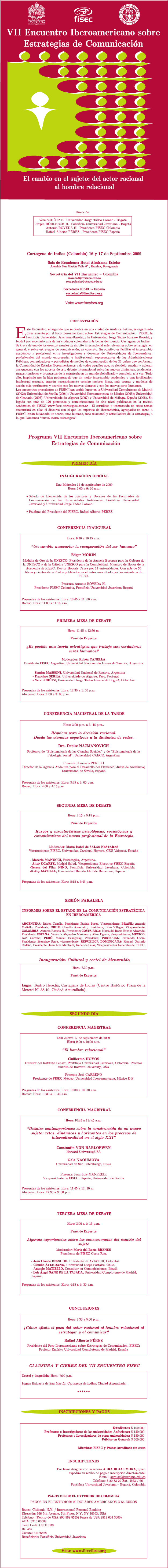 Programa completo del VII Encuentro en Cartagena de Indias Programa completo del VII Encuentro en Cartagena de Indias