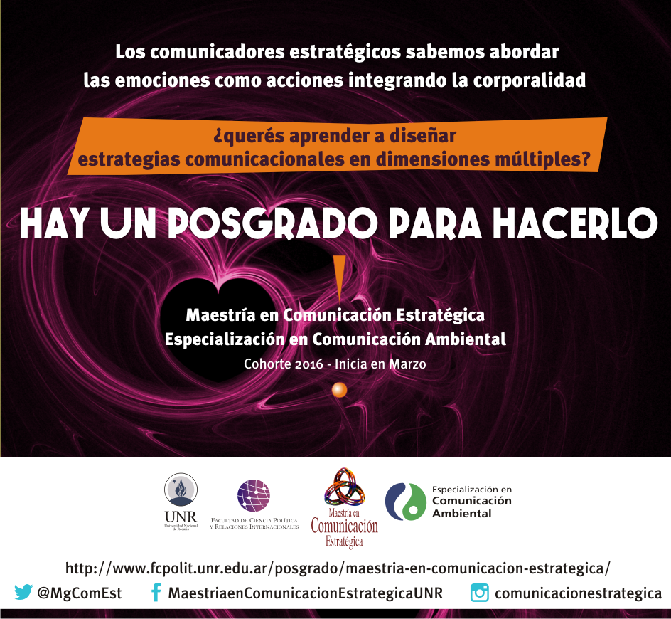 Mañana vence la inscripción a la Maestría en Comunicación Estratégica de la UNR Mañana vence la inscripción a la Maestría en Comunicación Estratégica de la UNR