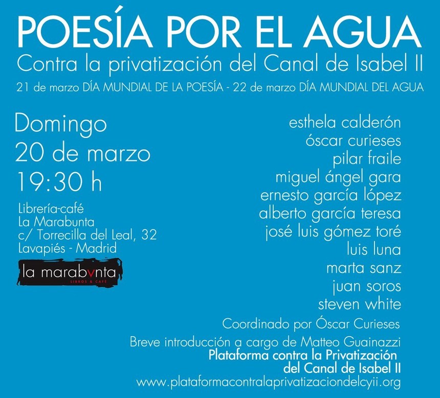 POESÍA POR EL AGUA en Madrid POESÍA POR EL AGUA en Madrid