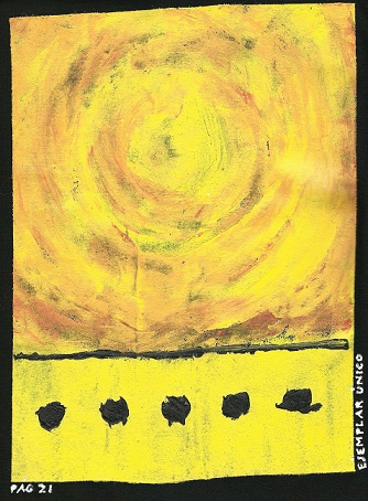 Interpretación artística del poema "Las ciudades emergieron de la tierra...", realizada por el pintor Gabriel Viñals.