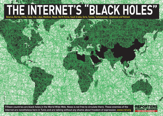 Los agujeros negros de Internet, según Reporteros sin Fronteras.