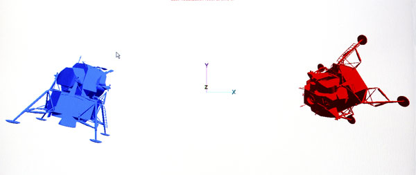 Imagen del software. La imagen de la izquierda muestra la posición de la nave, y la de la derecha la percepción espacial del piloto. Foto: NSBRI