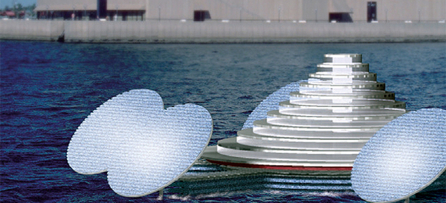 Recreación de una de las plataformas frente a la Ópera de Sídney.