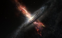 Ilustración de estrellas naciendo en los vientos de agujeros negros supermasivos. ESO