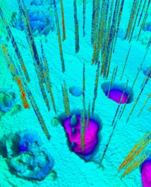 Representación infográfica de los cráteres masivos que se formaron hace alrededor de 12.000 años en el Mar de Barents, que todavía siguen filtrando metano y otros gases. Las nuevas filtraciones descubiertas pueden seguir el mismo camino. Ilustración: Andreia Plaza Faverola / CAGE