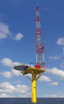 La plataforma FINO3, donde se encuentra el nuevo radar. Imagen: Bastian Barton/ FH Kiel.
