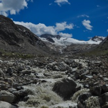 El glaciar Sulztalferner,  en los Alpes austriacos, que ha perdido 350m desde el año 2000. Credit: Dr. Lee Brown, University of Leeds