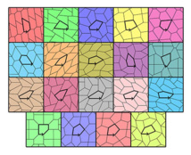 Los 15 tipos de pavimentación pentagonales y los 4 tipos particulares. © Michael Rao, Laboratoire d'informatique du parallélisme (CNRS/Inria/ENS de Lyon/Université Claude Bernard Lyon 1).