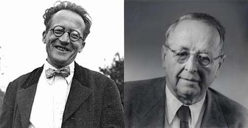 Edwin Schrödinger y Hermann Weyl. Foto composición con originales de Wikimedia Commons.