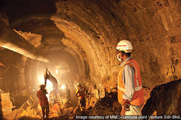 La construcción del túnel en Bukit Berapit. Imagen: MMC-Gamuda / railway-technology.com.
