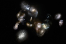 Ilustración de una megafusión de galaxias antiguas. ESO.