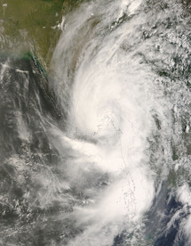 Imagen de satélite del ciclón Nargis. Fuente: NASA