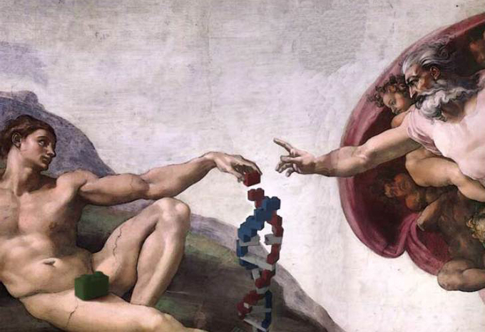 Ilustración de portada del libro Extreme Genetic Engineering. Group ETC. Ilustración de portada del libro Extreme Genetic Engineering. Group ETC.