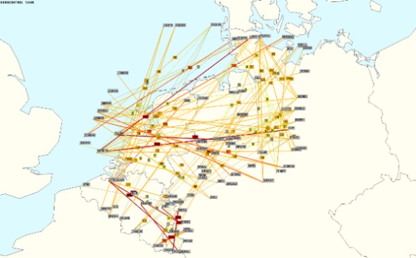 Mapa de las nuevas rutas. Fuente: Eurocontrol
