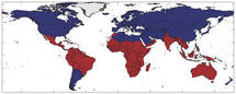 En rojo, los países donde la mayoría de la población vive en zonas muy cálidas durante los años de El Niño. Imagen: Nature