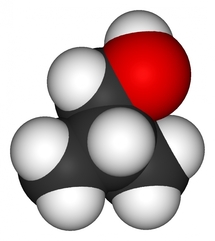 Molécula de isobutanol, combustible obtenido con electricidad, a partir del CO2. Fuente: Wikimedia Commons.