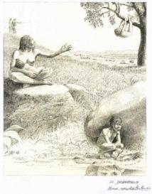 El desarrollo neandertal. Ilustración: Eduardo Saiz Alonso. El desarrollo neandertal. Ilustración: Eduardo Saiz Alonso.