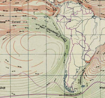 Mapa de la corriente de Humboldt (Chile). Fuente: Wikimedia Commons.