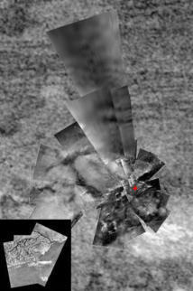 Mosaico del lugar donde la sonda Huygens alunizó en Titán. Fuente: ESA/NASA/JPL/Universidad de Arizona/USGS.