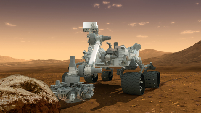 Recreación artística del robot Curiosity sobre Marte. NASA.