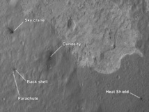 Restos del aterrizaje del Curiosity. Fuente: NASA.
