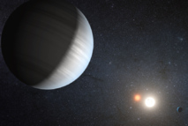 Representación artística del sistema Kepler-47. Imagen: NASA.