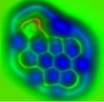El nuevo método está basado en la microscopía de fuerza atómica y permite observar la longitud y la fuerza de los enlaces de diferentes moléculas. Imagen: IBM Research Zurich. Fuente: SINC.