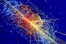 Simulación computacional de las señales de un partícula en una colisión del LHC, en la que se produjo el bosón de Higgs. Fuente: CERN.