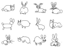La aplicación incluye en su base de datos diferentes dibujos reopresentativos de una misma categoría, en este caso de un conejo. Fuente: Universidad de Brown.