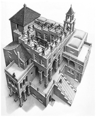 Klimmen en Dalen, Escher.
