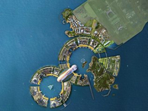 Desde el aire, la arquitectura de este mega complejo simulará un número 8. Imagen: 8City.