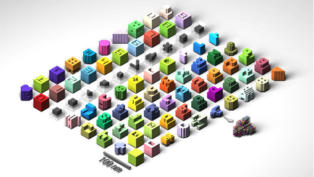 Algunas de las estructuras creadas con "ladrillos" de ADN. Imagen: Yonggang Ke. Fuente: Science.