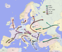 Movimientos migratorios de los gitanos. Fuente: Wikimedia Commons.