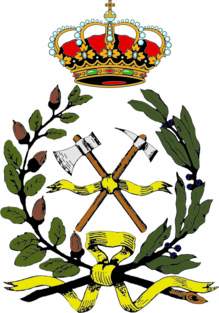 Escudo del Colegio y la Asociación de Ingenieros de Montes. Fuente: CAIM. Escudo del Colegio y la Asociación de Ingenieros de Montes. Fuente: CAIM.
