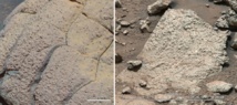 En las imágenes se comparan las rocas captadas por el rover Opportunity de la NASA y el rover Curiosity en dos regiones distintas de Marte. A la izquierda está "Wopmay", roca del cráter Endurance, analizada por el rover Opportunity. Fuente: NASA.