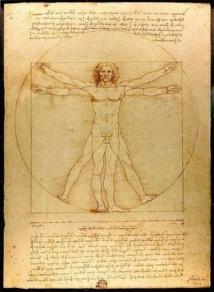 El hombre de Vitruvio, Leonardo da Vinci (1487). Fuente: Wikimedia Commons.
