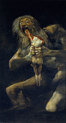“Saturno devorando a un hijo “(1819-1823), por Goya.  Fuente: Wikimedia Commons.