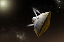 La nave que transportó a Curiosity, en su trayecto hacia Marte (recreación artística). Fuente: NASA.