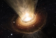Impresión artística de los alrededores del agujero negro supermasivo en NGC 3783. Fuente: ESO.