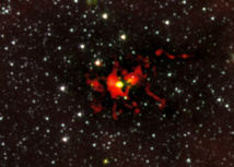 ALMA observa el nacimiento de una estrella gigantesca. Fuente: ESO.