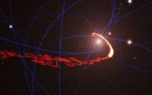 Simulación de una nube de gas desgarrada por el agujero negro del centro de la Vía Láctea. Fuente: ESO.