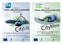Carteles de CityLog y CityMove. Fuente: UE. Carteles de CityLog y CityMove. Fuente: UE.