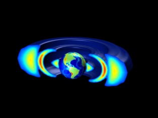Modelo que muestra el tercer anillo de radiación (en rojo). Fuente: UCLA.