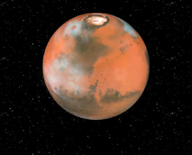 Algunas nubes han sido añadidas a esta ilustración de Marte. Imagen: NASA. Fuente: MIT.