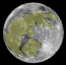 Imagen del "conejo" en la superficie lunar que dio nombre al mito de Yutu. Fuente: Wikipedia.