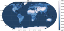 Mapa del albedo de la Tierra, es decir, el ratio de luz reflejada respecto a la luz recibida (las zonas más claras son las que más albedo tienen). Fuente: Nature.