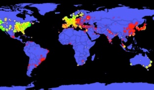 'Mapa de la investigación’ mundial elaborado por los autores del presente estudio. Fuente: UGR.