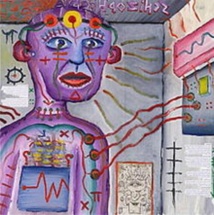 Autorretrato de un paciente con esquizofrenia, en el acto de su tratamiento. Fuente: Wikipedia. Autorretrato de un paciente con esquizofrenia, en el acto de su tratamiento. Fuente: Wikipedia.