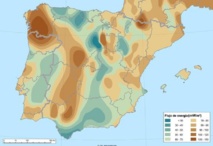 Mapa de flujo de calor en superficie de la península ibérica. Fuente: UVa-www.lacasig.com Mapa de flujo de calor en superficie de la península ibérica. Fuente: UVa-www.lacasig.com
